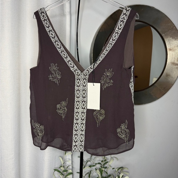 NWT Zara Woman Rare Beaded EMBROIDERED TOP ZW COLLECTION LIMITED EDITION Size M - Picture 9 of 11